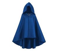Darringls Cape d'Halloween pour adulte - Cape noire avec capuche - Longue cape à capuche en satin - Costume d'Halloween - Carnaval - Vampire - Vêtements médiévaux, bleu, M