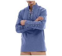 Darringls Chemise de pirate à lacets pour homme - Chemise médiévale Renaissance victorienne vintage - Chemise steampunk gothique - T-shirt d'Halloween - Costume Y2k - Décoration viking, bleu marine