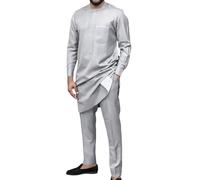 Darringls Costume africain pour homme - Ensemble 2 pièces - Middle East Thobe - Tenue traditionnelle africaine - Vêtements ethniques - Costume musulman festif - Arab Caftan Dashiki - Chemises