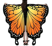 Darringls Costume de papillon pour femme - Ailes de papillon - Adulte - Cosplay - Costume de carnaval - Cape de papillon, Orange (07), taille unique