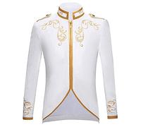 Darringls Costume de prince pour homme - Blazer steampunk - Veste gothique victorienne - Manteau pour homme - Costume de carnaval - Cosplay - Halloween - Déguisement de carnaval, Blanc., XXXL