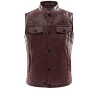 Darringls Gilet de moto classique en cuir de vachette grainé de qualité supérieure pour homme - Gilet de moto steampunk vintage sans manches - Automne et hiver, 04 rouge., XXL