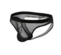 Darringls Jockstrap Sous-vêtements en maille filet pour homme - Confortable - Doux - Cadeau pour homme - String transparent, Noir , XL