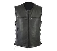 Darringls Kutte Biker Gilet de moto en cuir pour homme Steampunk Vintage Leatherick Veste sans manches avec poche Loisirs Automne Hiver Gilet Homme, 01 Noir01, M