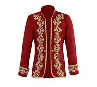 Darringls Manteau steampunk pour homme, uniforme victorien, Hussar Napoléon, Drumers militaires, parade, veste médiévale, gothique, frack, pirate, vampire, cosplay, costume d'Halloween, rouge, M