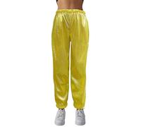 Darringls Pantalon de jogging métallique brillant pour femme - Style rétro - Disco - Streetwear - Décontracté - Couleur holographique - Style hip hop - Tendance - Pour femme, or, L
