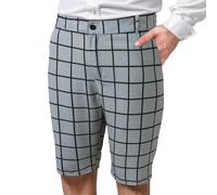 Darringls Short à carreaux court pour homme - Respirant - Taille haute - Short à carreaux avec poches - Boutonnière - Short de loisirs - Short d'été de qualité supérieure pour la fête des pères, gris,