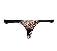 Darringls String pour homme en léopard Sous-vêtements pour homme Lait Soie Léopard Tanga Culotte Lingerie G-string Taille basse Butt T-Hose, Orange, XXL