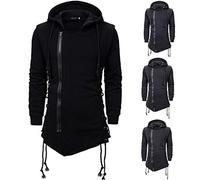Darringls Sweat à capuche pour homme Assassins Gothic Creed Fermeture éclair latérale Lacets Veste à capuche Assassin Creed Cravate foncée Slim Fit Manteau à capuche Zipper Hoodies, Noir , M