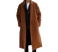 Darringls Trench coat pour homme - Couleur unie - Col rabattu - Veste d'automne - Cardigan long tempérament - Business - Loisirs - Cardigan - Veste d'hiver surdimensionnée, café, L