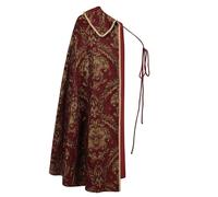 Darringls Tudor Cape pour homme - Costume de Renaissance médiévale - Vêtement viking pour Halloween - Avec impression jacquard - Noble Tudor - Costume roi - Cape demi-épaule - Costume de roi, rouge