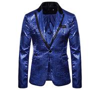 Darringls Veste à paillettes pour homme - Veste à paillettes - Coupe ajustée - Doré - Coupe ajustée - Pour carnaval, Nouvel An - Tenue de fête - Tenue rave, 01 bleu., XL