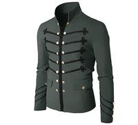 Darringls Veste de parade gothique steampunk pour homme - Uniforme médiéval de la Renaissance pour homme - Hussard - Chapelle de marche - Blazer - Costume victorien - Col montant - Costume gothique