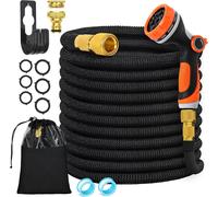 d'Arrosage Extensible 15m,Upgraded,Tuyau d'arrosage flexible léger et sans torsion avec 10 Modes d'arrosage pour Irrigation,Nettoyage du Jardin,Laver la Voiture,Baigner Animal,Noir