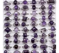 DarryDooly 20 pièces/lot Styles mélangés Naturel Violet Cristal Pierre Anneaux 2018 Nouvelle Mode Bijoux pour Femmes