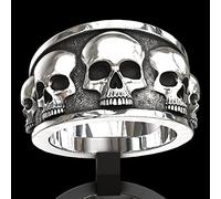 DarryDooly 2021 Vintage Punk Skull Bague Hommes Hip hop fiange Bague mâle Mode Rouge Zircon Anneaux pour Femmes Bijoux Anneaux argentés Femme Nouveau