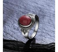 DarryDooly 925 Sterling Silver Rings Naturel 8 * 10 MM Tiger's Eye Stone Party Fine Jewelry Cadeaux Rhodochrosite Stone Ring pour Hommes Femmes
