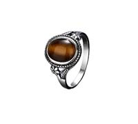 DarryDooly Bague en Argent Sterling 925 Bague en Pierre d'oeil de Tigre Naturel Bijoux de Mode personnalisés Anneaux pour Femmes Cadeau
