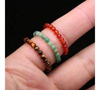 DarryDooly Bague en Perles de Pierre Naturelle 3mm Fait à la Main Chakras naturels Bague de guérison Oeil de Tigre Pierre Opale Charme Anneaux Extensibles pour Femmes Hommes