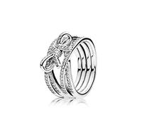 DarryDooly Bague étincelante Classique en Argent Sterling 100% 925 Cristal avec Bague à breloque créative pour Femmes Bijoux de fiançailles Anniversaire