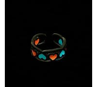 DarryDooly Bague Lumineuse de Coeur Creux Ajustable Lueur dans des Anneaux de Couleur argentée Sombre pour Femmes Cadeau Cadeau Vintage Bijoux Bague
