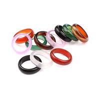 DarryDooly Bague Naturelle Unisexe Multicolore Noir Vert Rouge Agates Cercle créé bagues en Pierre Naturelle Breloques Cadeaux de noël