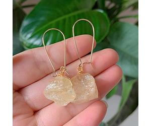 DarryDooly Boucles d'oreilles en Cristal de Roche en Pierre minérale Brute Améthystes Naturelles Lapis Fluorite Citrines Boucles d'oreilles en Quartz Rose Guérison