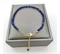 DarryDooly Bracelet Lapis Lazuli à facettes Chaînes remplies d'or 14 carats délicatement réglables Pierres Naturelles Pulsera Mujer Bracelet Boho pour Femme Unique