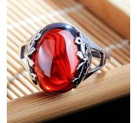 DarryDooly Cellacity Thai Argent 925 Bijoux Pierres Précieuses Bague pour Femme Grenat Jaune Ambre Emeraude Pierre de Lune Ouverture Réglable Anneaux Cadeaux