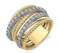 DarryDooly Femmes Bague Or Couleur Gold avec Micro Crystal Zircon Pierre Délicat Anneaux De Mariage Lady Fashion Bijoux