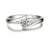 DarryDooly Jolie féminine Petite Bague de Pierre de Zircon Rond Vintage Argent Couleur Bijoux de Mariage promesse bagues de fiançailles Cristal pour Femmes