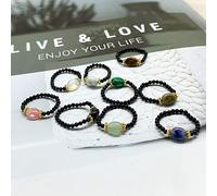DarryDooly Momiji Obsidienne Perles Anneaux pour Femmes Pierre Naturelle bohème Bijoux élastique réglable Bague de Mariage Cadeau Prix de Gros