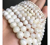 DarryDooly Pierre Naturelle Blanche Nacre vadrouille Rondes Perles en Vrac pour la Fabrication de Bijoux Bricolage Femmes Bracelet à Breloques Accessoires 15 ''6 8 10mm