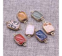 DarryDooly Pierre Naturelle Double Trou Lapis Lazuli connecteur Cristal Clair pour Breloques Fabrication de Bijoux Pendentif Collier Reiki Cadeau de guérison