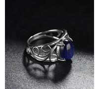 DarryDooly S925 Bague en Argent Sterling Naturel 8 * 10 MM Bague en Cyanite pour Les Femmes Cadeau d'anniversaire de Mariage Bijoux Fins Bague en Pierres précieuses