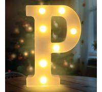 Darryy Lettre Lumineuse, Lettres LED 22 cm, Idéales pour les Demandes en Mariage, les Festivals, les Fêtes et Autres Occasions, pour Créer une Atmosphère Romantique et Chaleureuse (P)