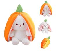 Darryy Peluche Lapin Carotte, Poupée Lapin De Pâques,Lapin Peluche Fruit 18 cm,avec Fermeture éclair,Lapins à Cache-Cache,Cadeaux Anniversaire,Carnaval,Noël pour Filles,Garçons (Carotte)