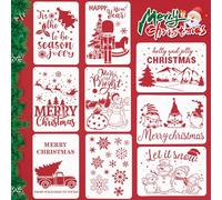 Darryy Pochoir de Noël, Pochoirs pour Peinture, Pochoirs Dessin, Pochoir Scrapbooking, Ensemble de Pochoirs de Noël Créatifs pour Dessin - 9 modèles Uniques Inclus
