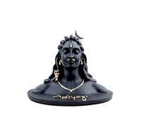 Darshan Art Adiyogi Shiva Shankara Statue en résine pour tableau de bord de voiture, Pooja pour décoration de maison et de bureau - Fabriqué en Inde (Noir, 16,5 x 11 x 13 cm)
