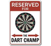 Dart Champ Panneau de stationnement en forme de fléchettes Cadeau pour fléchettes Champ drôle en métal 30,5 x 40,6 cm