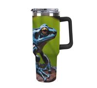 Dart Frog - Tasse à café de voyage bleue - Gobelet de 1200 ml avec poignée et couvercle à paille, anti-fuite, grande capacité pour voiture, garde au froid ou au chaud, pour la salle de sport, les