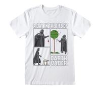 Darth Vader T-Shirt Blanc pour Homme, 100% Coton, T-Shirt de la Science Star Wars, Impression Frontale de Darth Vader, Blanc, Medium