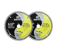 DARTOTEK TCT Lame De Scie Circulaire Dents 60T Multi-matériaux Disque à Découper Avec Rondelle 20/16mm pour Bois Aluminium Plastique 165mm 2pièces