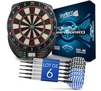DartPro Cible de fléchettes électronique avec 6 fléchettes [utilisable sans fil] - Distributeur de fléchettes innovant avec 65 variantes - Fléchettes pour 1 à 8 joueurs