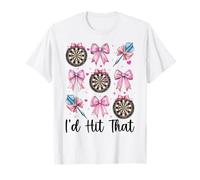 Darts Cible de fléchettes Fille Mom Rose Coquette Bow I'd Hit That T-Shirt