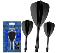 Darts-Fusion Système intégré de vol et d'arbre-Arrow Forme et Design-Disponible en Court,intermédiaire et Moyen-Couleur Noire