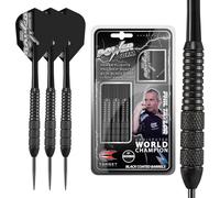 Darts Phil Taylor Power Storm Black,22/24G Brass Steel Tip Darts SetJeu de fléchettes Phil Taylor Player Edition avec étui de Rangement,Jeu de fléchettes pour débutants