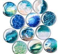 DARUITE 12 Pièces Aimant Frigo, Magnets Motif de Mers Bleues, Aimants Tableau Magnétique Ronds Décoratifs, pour la Décoration de la Maison, des Bureaux, des Réfrigérateurs et des Casiers