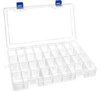 DARUITE Boite Rangement Plastique Compartiment, Boite Compartiment, Petite Boîte de Rangement Transparente Boite Plastique pour Perles, Boucles Doreilles, Outils, Crochet de Pêche, 34Grids-1PCS