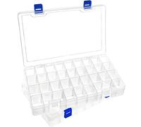 DARUITE Boite Rangement Plastique Compartiment, Boite Compartiment, Petite Boîte de Rangement Transparente Boite Plastique pour Perles, Boucles Doreilles, Outils, Crochet de Pêche, 34Grids-2PCS